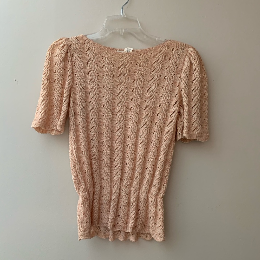 Vintage sweetheart blush pink crochet top